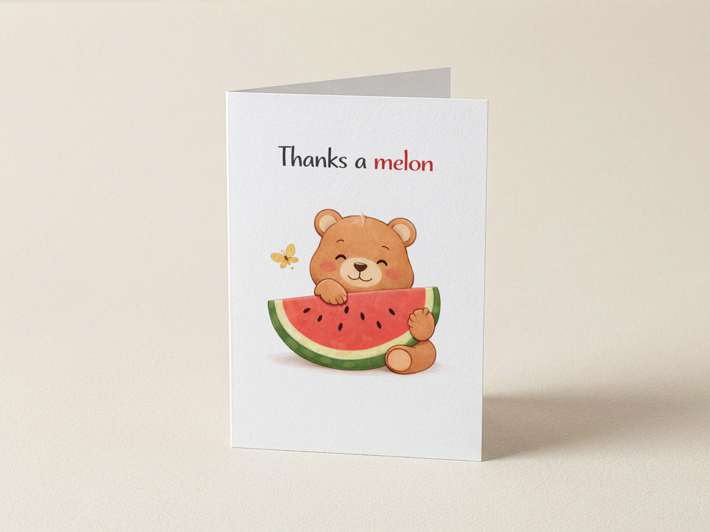 Wenskaart - Thanks a melon - Meloen vlinder beertje