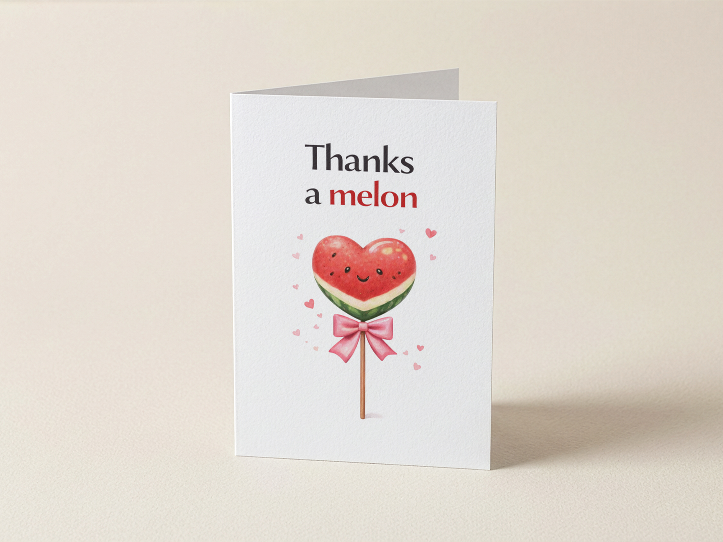 Wenskaart - Thanks a melon - Meloen hart lolly