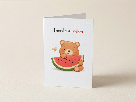 Wenskaart - Thanks a melon - Meloen vlinder beertje