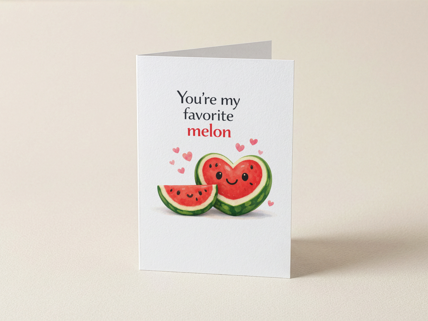 Wenskaart - You're my favorite melon - Hartje meloen