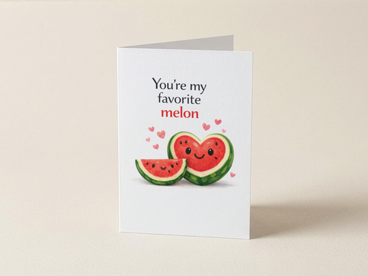 Wenskaart - You're my favorite melon - Hartje meloen