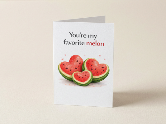 Wenskaart - You're my favorite melon - Hartjes meloenen