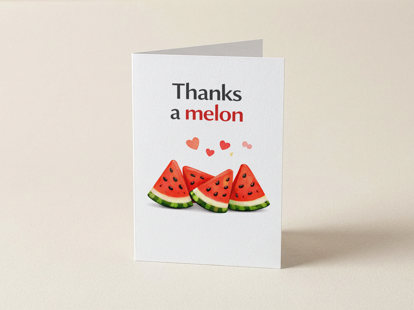 Wenskaart - Thanks a melon - Meloenstukjes hartjes