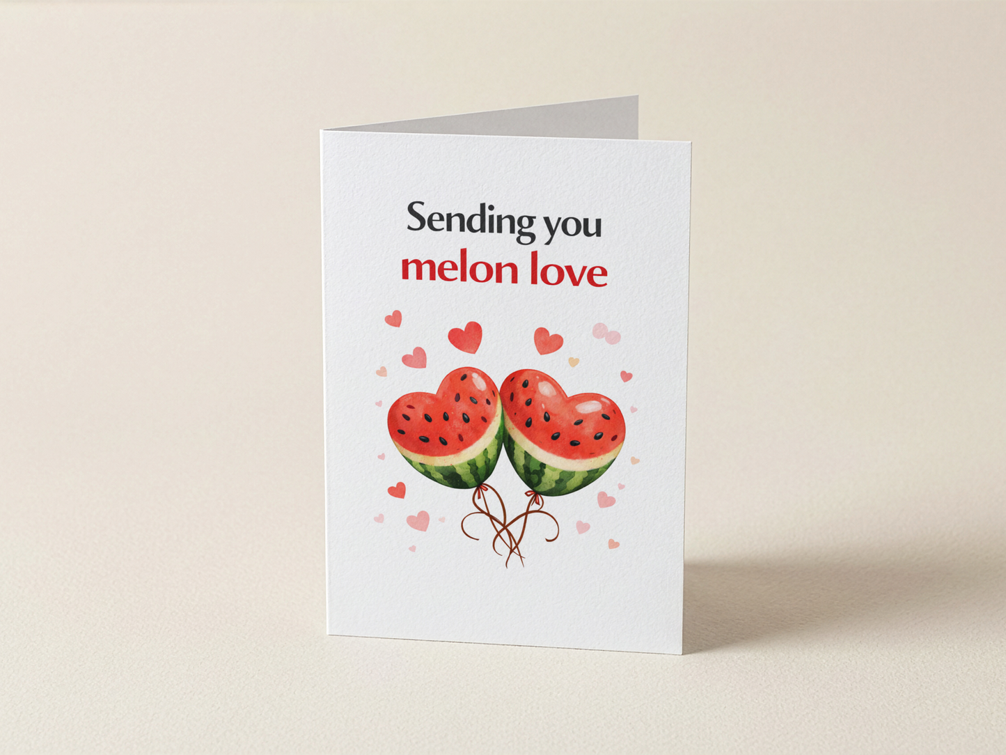 Wenskaart - Sending you melon love - Meloenhartjes ballonnen