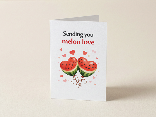Wenskaart - Sending you melon love - Meloenhartjes ballonnen