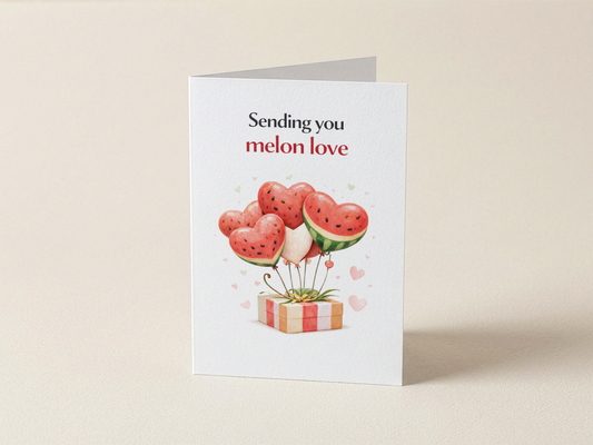 Wenskaart - Sending you melon love - Meloen ballonnen cadeau