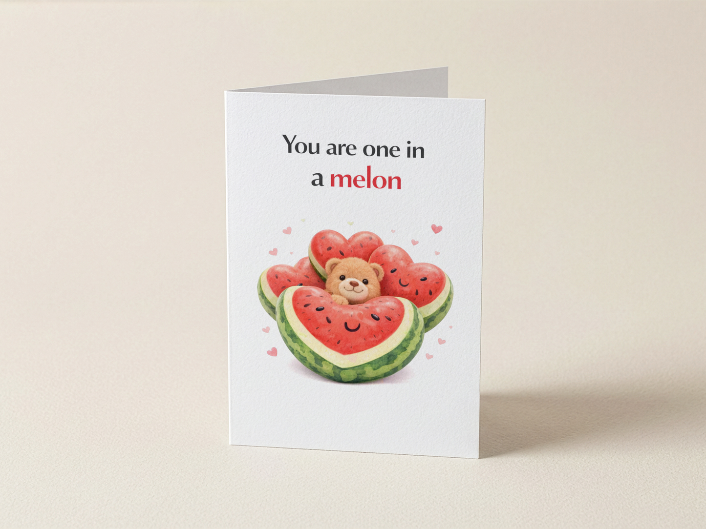 Wenskaart - You are one in a melon - Beertje grote meloenhart