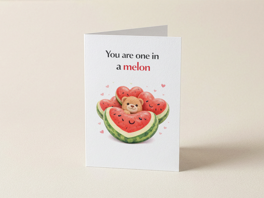 Wenskaart - You are one in a melon - Beertje grote meloenhart