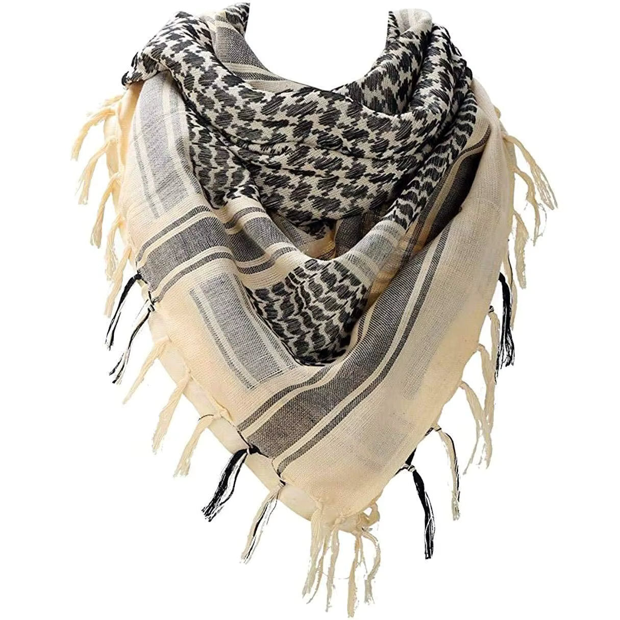 Kufiya Keffiyeh Palestijnse sjaal - Beige zwart